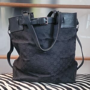 Gucci Black Monogram Tote Bag